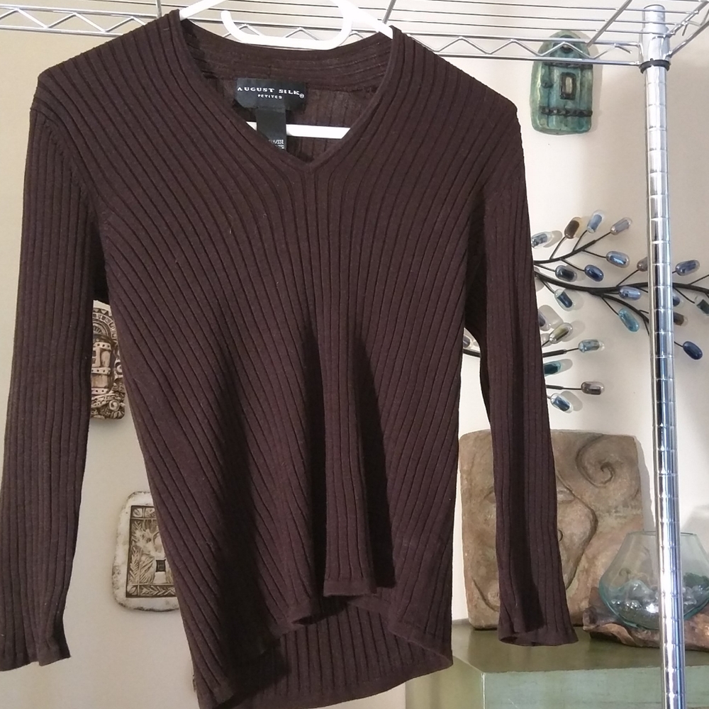 LAST CALL  Silk small petite chocolate sweater